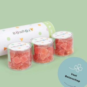 bonboxy veel beterschap bebijn snoep snoepdoosje artisanaal ambachtelijk exclusief geschenk geschenkidee cadeautip cadeau heerlijk pralines